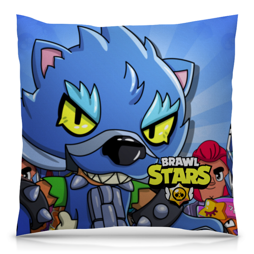 Заказать подушку в Москве. Подушка 40x40 см с полной запечаткой BRAWL STARS LEON от geekbox - готовые дизайны и нанесение принтов.
