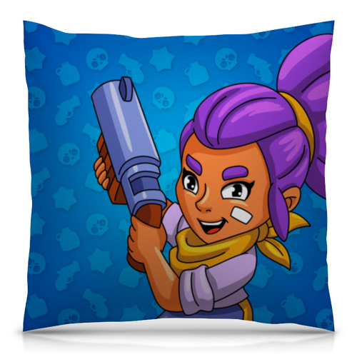 Заказать подушку в Москве. Подушка 40x40 см с полной запечаткой BRAWL STARS SHELLY  от geekbox - готовые дизайны и нанесение принтов.