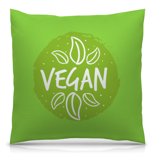 Заказать подушку в Москве. Подушка 40x40 см с полной запечаткой Go Vegan! от vegan@thespaceway.info - готовые дизайны и нанесение принтов.
