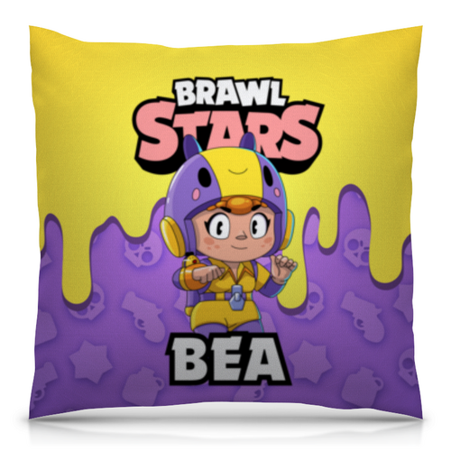 Заказать подушку в Москве. Подушка 40x40 см с полной запечаткой BRAWL STARS BEA от geekbox - готовые дизайны и нанесение принтов.
