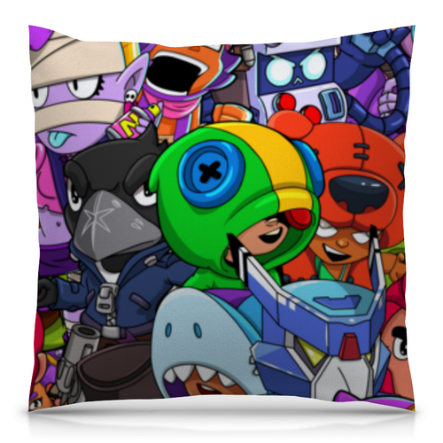 Заказать подушку в Москве. Подушка 40x40 см с полной запечаткой BRAWL STARS от geekbox - готовые дизайны и нанесение принтов.