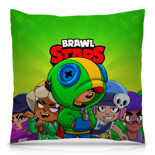 Заказать подушку в Москве. Подушка 40x40 см с полной запечаткой BRAWL STARS LEON от geekbox - готовые дизайны и нанесение принтов.