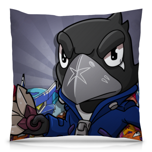 Заказать подушку в Москве. Подушка 40x40 см с полной запечаткой BRAWL STARS CROW от geekbox - готовые дизайны и нанесение принтов.