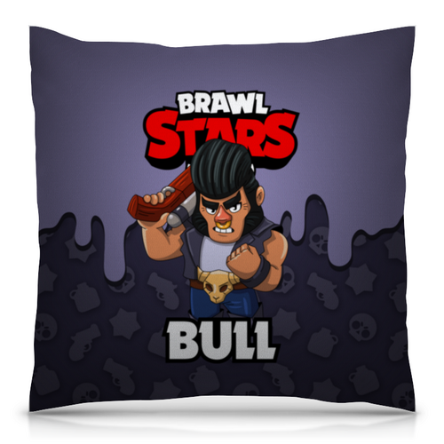 Заказать подушку в Москве. Подушка 40x40 см с полной запечаткой BRAWL STARS BULL от geekbox - готовые дизайны и нанесение принтов.