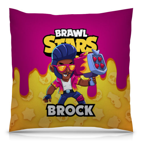 Заказать подушку в Москве. Подушка 40x40 см с полной запечаткой BRAWL STARS BROCK от geekbox - готовые дизайны и нанесение принтов.