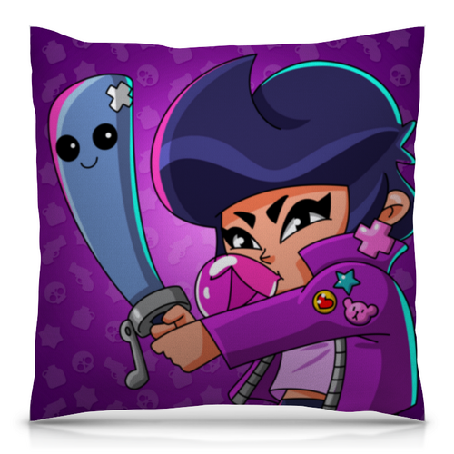 Заказать подушку в Москве. Подушка 40x40 см с полной запечаткой BRAWL STARS BIBI от geekbox - готовые дизайны и нанесение принтов.