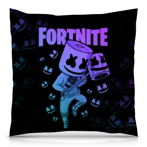 Заказать подушку в Москве. Подушка 40x40 см с полной запечаткой Fortnite, Marshmello от geekbox - готовые дизайны и нанесение принтов.