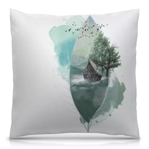 Заказать подушку в Москве. Подушка 40x40 см с полной запечаткой Eco vision от CoolColor  - готовые дизайны и нанесение принтов.
