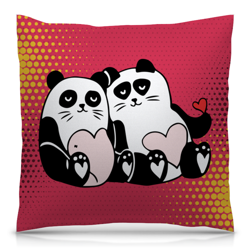 Заказать подушку в Москве. Подушка 40x40 см с полной запечаткой Влюблённые панды от icase - готовые дизайны и нанесение принтов.