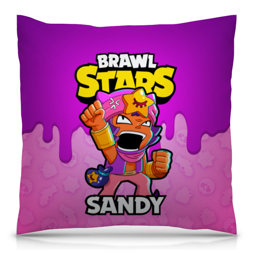 Заказать подушку в Москве. Подушка 40x40 см с полной запечаткой BRAWL STARS SANDY от geekbox - готовые дизайны и нанесение принтов.