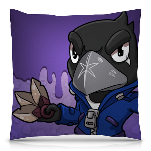 Заказать подушку в Москве. Подушка 40x40 см с полной запечаткой BRAWL STARS CROW от geekbox - готовые дизайны и нанесение принтов.