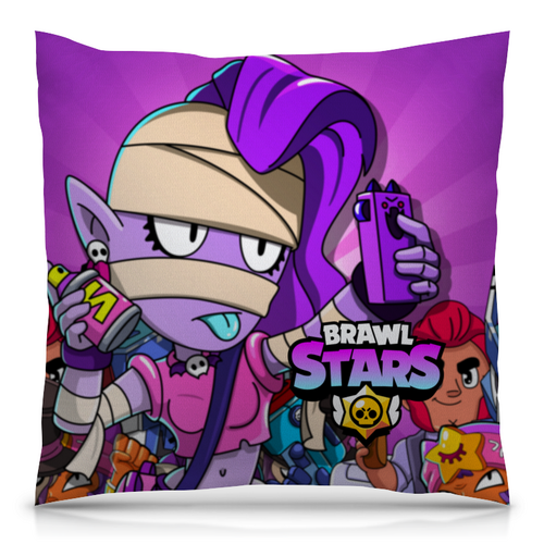 Заказать подушку в Москве. Подушка 40x40 см с полной запечаткой BRAWL STARS EMZ от geekbox - готовые дизайны и нанесение принтов.
