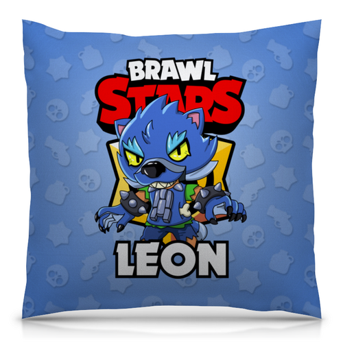 Заказать подушку в Москве. Подушка 40x40 см с полной запечаткой BRAWL STARS LEON от geekbox - готовые дизайны и нанесение принтов.