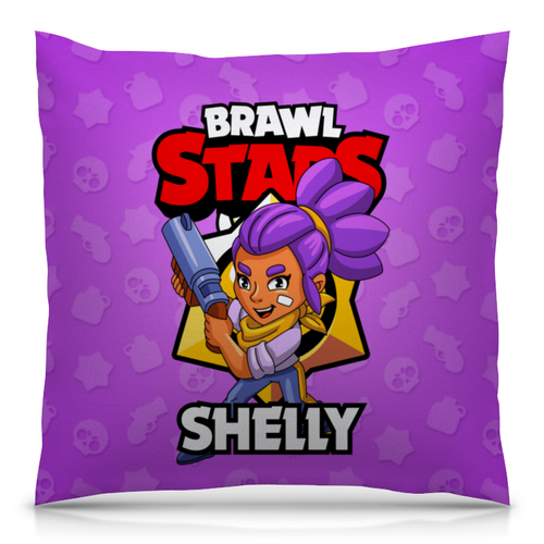 Заказать подушку в Москве. Подушка 40x40 см с полной запечаткой BRAWL STARS SHELLY от geekbox - готовые дизайны и нанесение принтов.