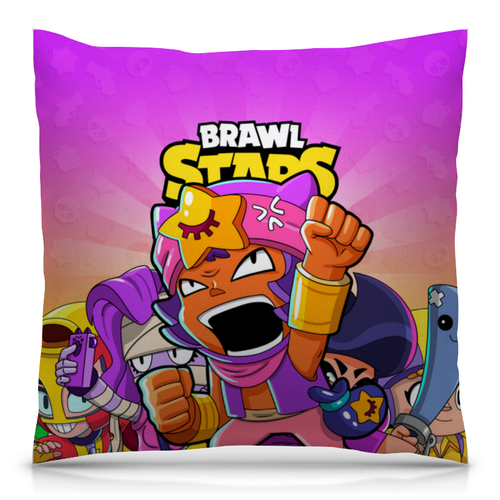 Заказать подушку в Москве. Подушка 40x40 см с полной запечаткой BRAWL STARS SANDY  от geekbox - готовые дизайны и нанесение принтов.
