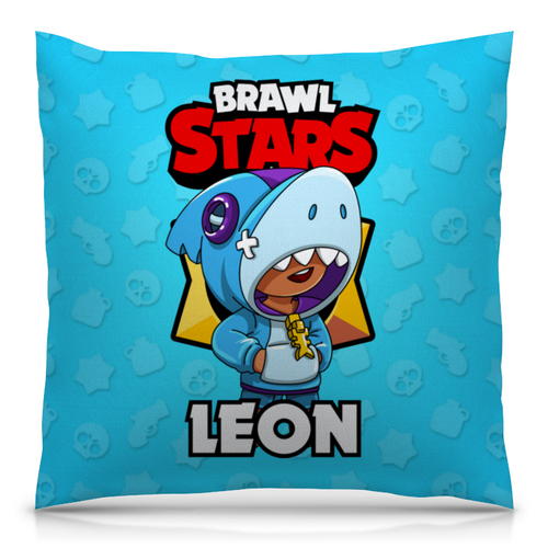 Заказать подушку в Москве. Подушка 40x40 см с полной запечаткой BRAWL STARS LEON от geekbox - готовые дизайны и нанесение принтов.