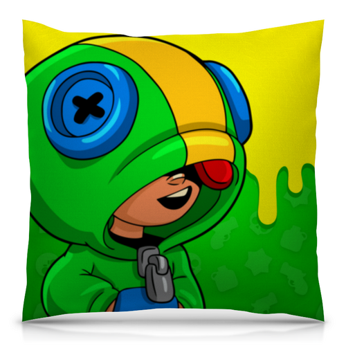 Заказать подушку в Москве. Подушка 40x40 см с полной запечаткой BRAWL STARS LEON от geekbox - готовые дизайны и нанесение принтов.