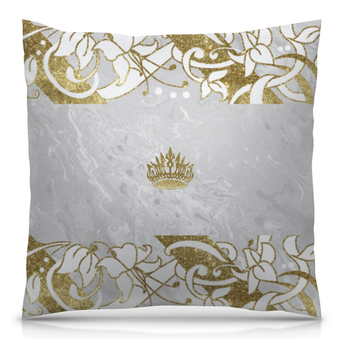 Заказать подушку в Москве. Подушка 40x40 см с полной запечаткой Королевские лили с золотым блеском (1) от eszadesign - готовые дизайны и нанесение принтов.