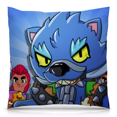 Заказать подушку в Москве. Подушка 40x40 см с полной запечаткой BRAWL STARS LEON от geekbox - готовые дизайны и нанесение принтов.