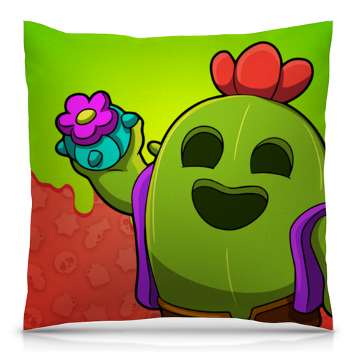 Заказать подушку в Москве. Подушка 40x40 см с полной запечаткой BRAWL STARS SPIKE от geekbox - готовые дизайны и нанесение принтов.