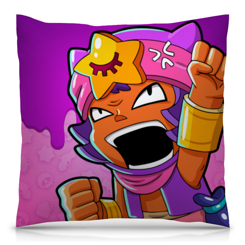 Заказать подушку в Москве. Подушка 40x40 см с полной запечаткой BRAWL STARS SANDY от geekbox - готовые дизайны и нанесение принтов.