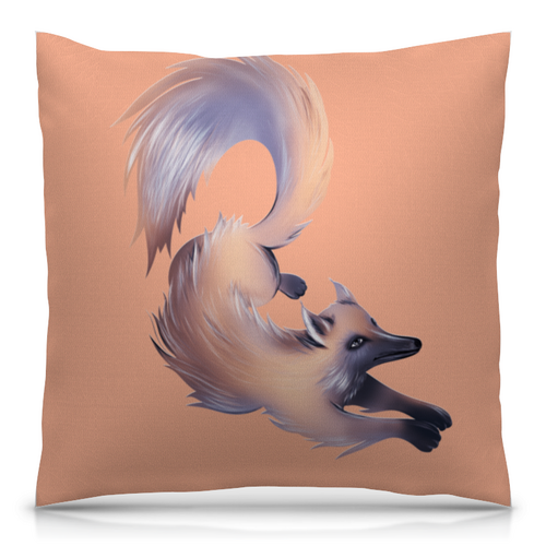 Заказать подушку в Москве. Подушка 40x40 см с полной запечаткой ЛИСА ФАНТАЗИЙНАЯ НА РОЗОВОМ от ELENA ZHARINOVA - готовые дизайны и нанесение принтов.