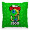 Заказать подушку в Москве. Подушка 40x40 см с полной запечаткой BRAWL STARS LEON от geekbox - готовые дизайны и нанесение принтов.