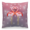 Заказать подушку в Москве. Подушка 40x40 см с полной запечаткой Влюбленные фламинго от Ordwen - готовые дизайны и нанесение принтов.