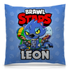 Заказать подушку в Москве. Подушка 40x40 см с полной запечаткой BRAWL STARS LEON от geekbox - готовые дизайны и нанесение принтов.