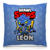 Заказать подушку в Москве. Подушка 40x40 см с полной запечаткой BRAWL STARS LEON от geekbox - готовые дизайны и нанесение принтов.