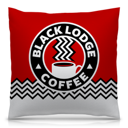 Заказать подушку в Москве. Подушка 40x40 см с полной запечаткой Твин Пикс. Black Lodge Coffee от geekbox - готовые дизайны и нанесение принтов.