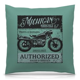 Заказать подушку в Москве. Подушка 40x40 см с полной запечаткой  Michigan motorcycles 67 от THE_NISE  - готовые дизайны и нанесение принтов.