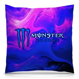 Заказать подушку в Москве. Подушка 40x40 см с полной запечаткой Monster Energy от THE_NISE  - готовые дизайны и нанесение принтов.