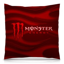 Заказать подушку в Москве. Подушка 40x40 см с полной запечаткой Monster Energy от THE_NISE  - готовые дизайны и нанесение принтов.