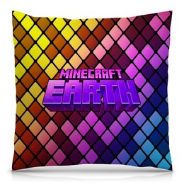 Заказать подушку в Москве. Подушка 40x40 см с полной запечаткой Minecraft Earth от THE_NISE  - готовые дизайны и нанесение принтов.