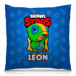 Заказать подушку в Москве. Подушка 40x40 см с полной запечаткой BRAWL STARS LEON от geekbox - готовые дизайны и нанесение принтов.