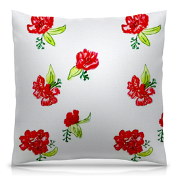 Заказать подушку в Москве. Подушка 40x40 см с полной запечаткой Подушка Красные цветы от mrs-snit@yandex.ru - готовые дизайны и нанесение принтов.