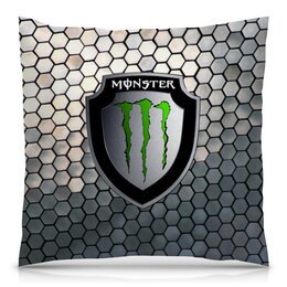 Заказать подушку в Москве. Подушка 40x40 см с полной запечаткой Monster Energy от THE_NISE  - готовые дизайны и нанесение принтов.