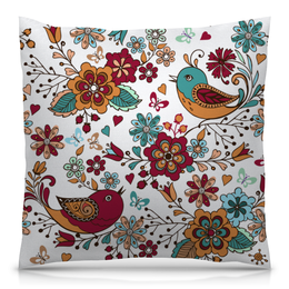 Заказать подушку в Москве. Подушка 40x40 см с полной запечаткой Птицы и цветы от THE_NISE  - готовые дизайны и нанесение принтов.