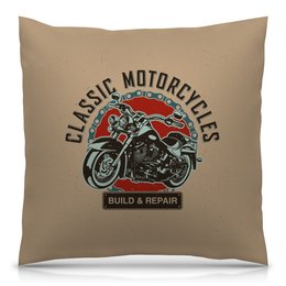 Заказать подушку в Москве. Подушка 40x40 см с полной запечаткой Classic motorcycles  от THE_NISE  - готовые дизайны и нанесение принтов.