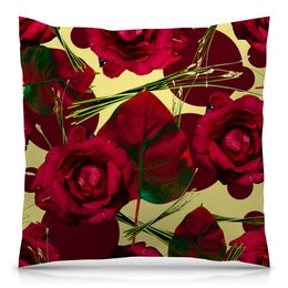 Заказать подушку в Москве. Подушка 40x40 см с полной запечаткой красные розы от THE_NISE  - готовые дизайны и нанесение принтов.
