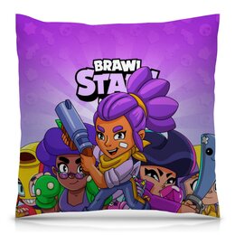 Заказать подушку в Москве. Подушка 40x40 см с полной запечаткой BRAWL STARS SHELLY  от geekbox - готовые дизайны и нанесение принтов.