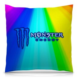 Заказать подушку в Москве. Подушка 40x40 см с полной запечаткой Monster Energy от THE_NISE  - готовые дизайны и нанесение принтов.