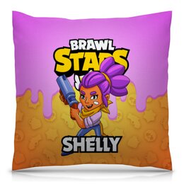 Заказать подушку в Москве. Подушка 40x40 см с полной запечаткой BRAWL STARS SHELLY от geekbox - готовые дизайны и нанесение принтов.