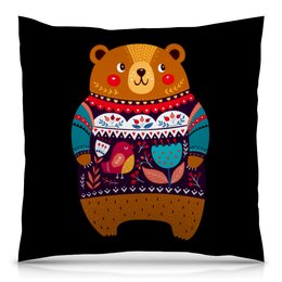 Заказать подушку в Москве. Подушка 40x40 см с полной запечаткой Русский медведь от T-shirt print  - готовые дизайны и нанесение принтов.