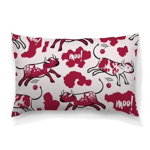Заказать подушку в Москве. Подушка 60x40 см с полной запечаткой CHERRY COW от ELENA ZHARINOVA - готовые дизайны и нанесение принтов.
