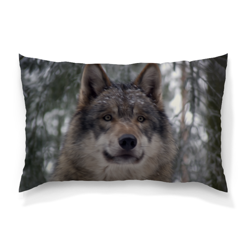 Заказать подушку в Москве. Подушка 60x40 см с полной запечаткой Волк в лесу от weeert - готовые дизайны и нанесение принтов.