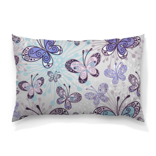Заказать подушку в Москве. Подушка 60x40 см с полной запечаткой Фиолетовые бабочки от weeert - готовые дизайны и нанесение принтов.
