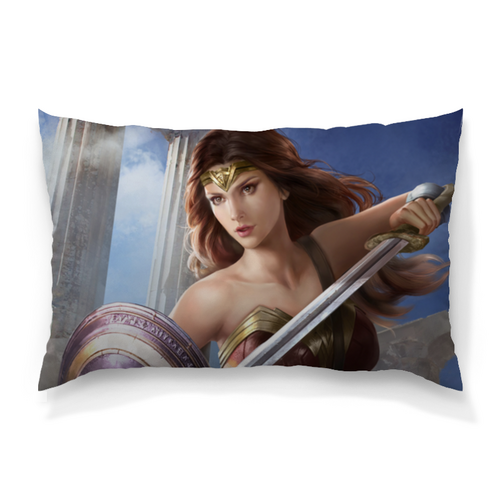 Заказать подушку в Москве. Подушка 60x40 см с полной запечаткой Чудо-женщина / Wonder Woman от Jimmy Flash - готовые дизайны и нанесение принтов.