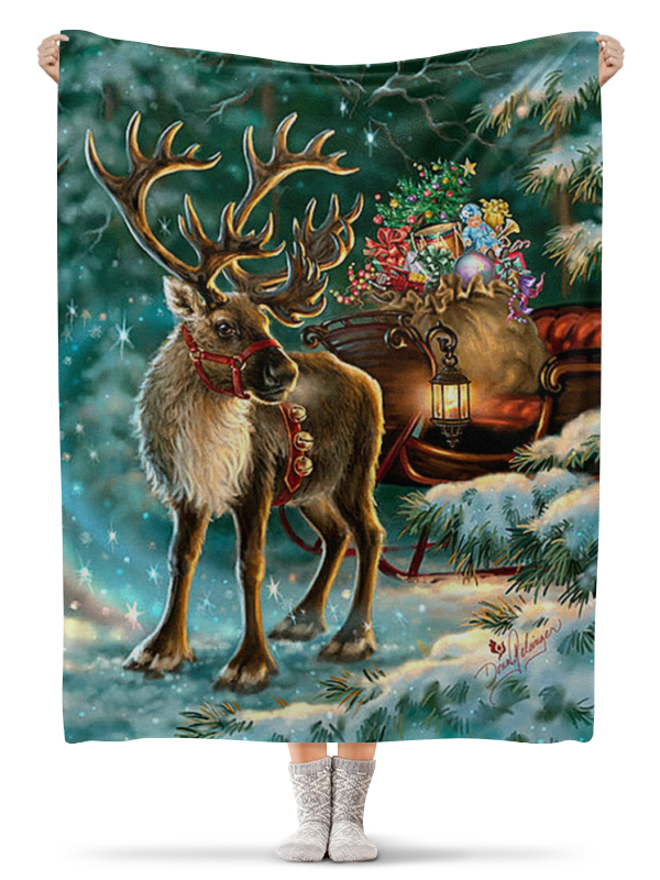 цена Printio Плед флисовый 130×170 см Рождественский олень